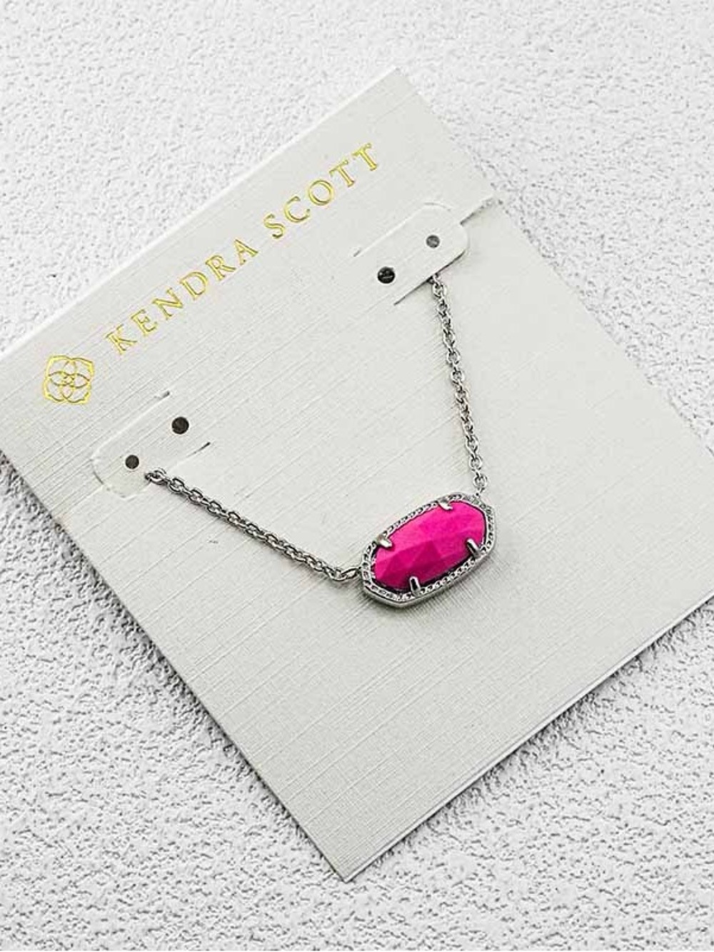 Kendra Scott Hot Pink Faceted Pendant Necklace in Silver